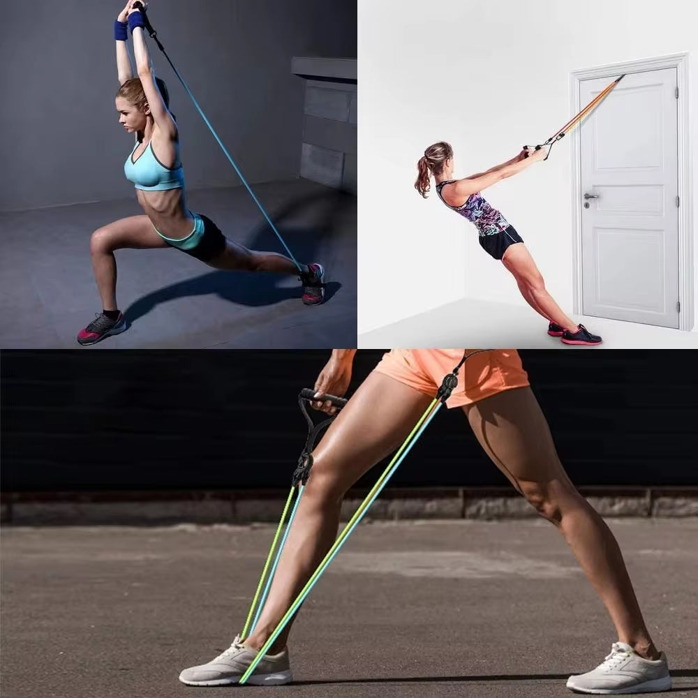Professional Resistance Bands for Hot Yoga - 5 Levels of Elasticity with Handles for Home Gym Muscle Training